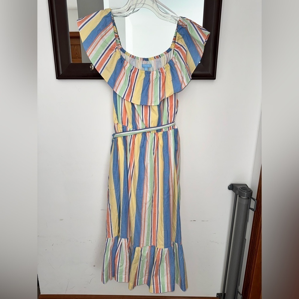 NWT DRAPER JAMES RSVP Off Shoulder Ruffle Sleeve Midi Dress Size 3X - Picture 2 of 11